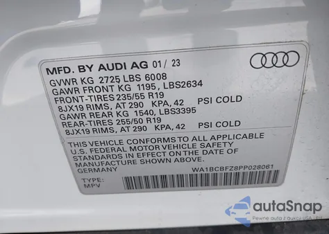 2023 Audi Q4 E-Tron Premium Plus 40 Rwd from USA, damaged, VIN WA1BCBFZ8PP028061